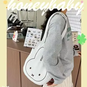 Miffy Kawaii Rabbit Hand Tote Bag Corduroy Fashion Shopping Embroidery Girls Autumn Winter Versatile Shoulder Bag Birthday Gifts