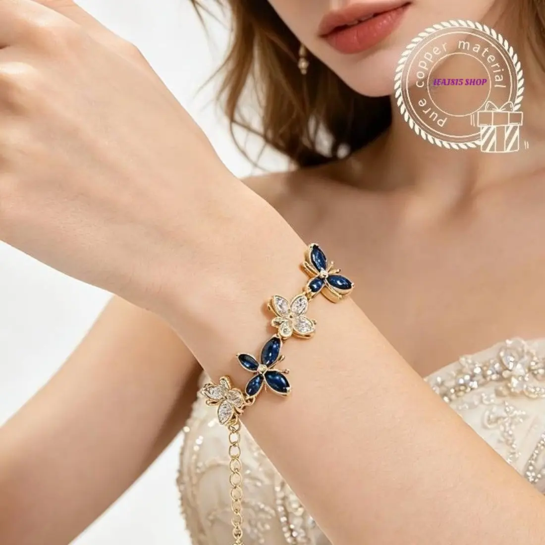 Butterfly Bracelet for Women, Dainty Zircon Jewelry, Trendy Butterfly Charm Bracelet, Sparkling Elegant Fashion Jewelry for Everyday Outfits, Date Night, Party, Birthday and Girlfriend Gifts