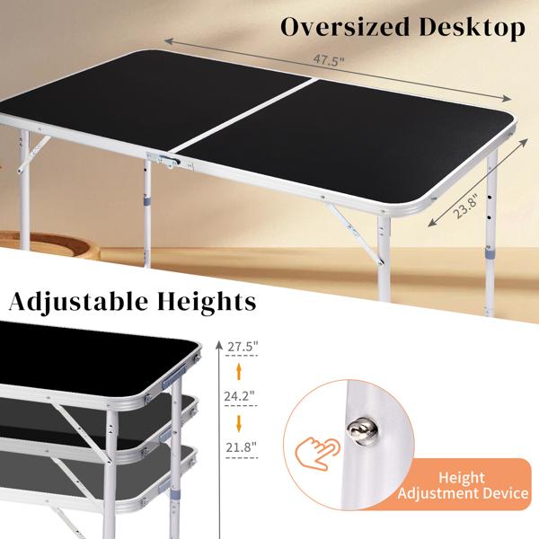 4Ft Portable Multipurpose Folding Table black