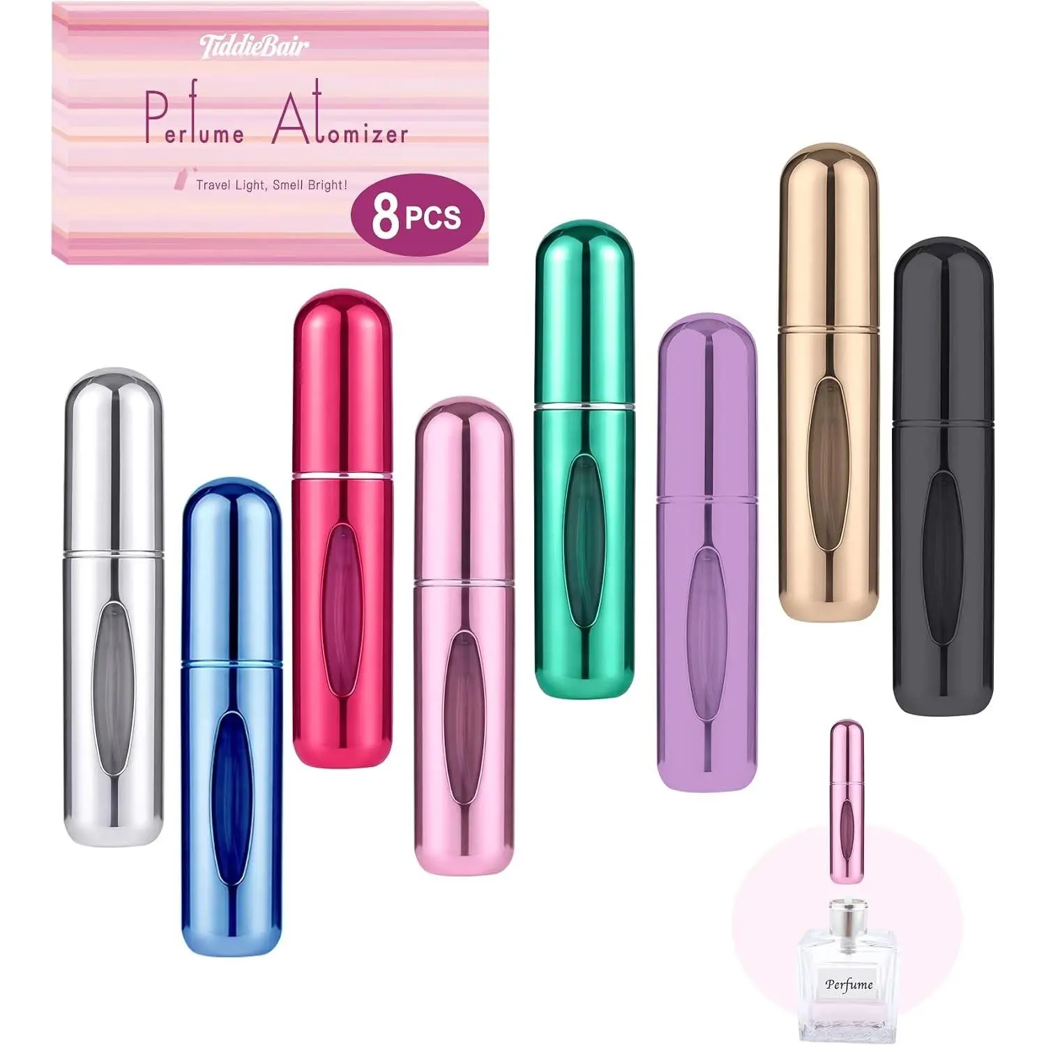 8 Pack Perfume Atomizer, Mini Perfume Travel Refillable Bottle, Travel Size Spray Bottles for Men and Women (5ml, 8Pack), Travel & Cruise EssentialsGift