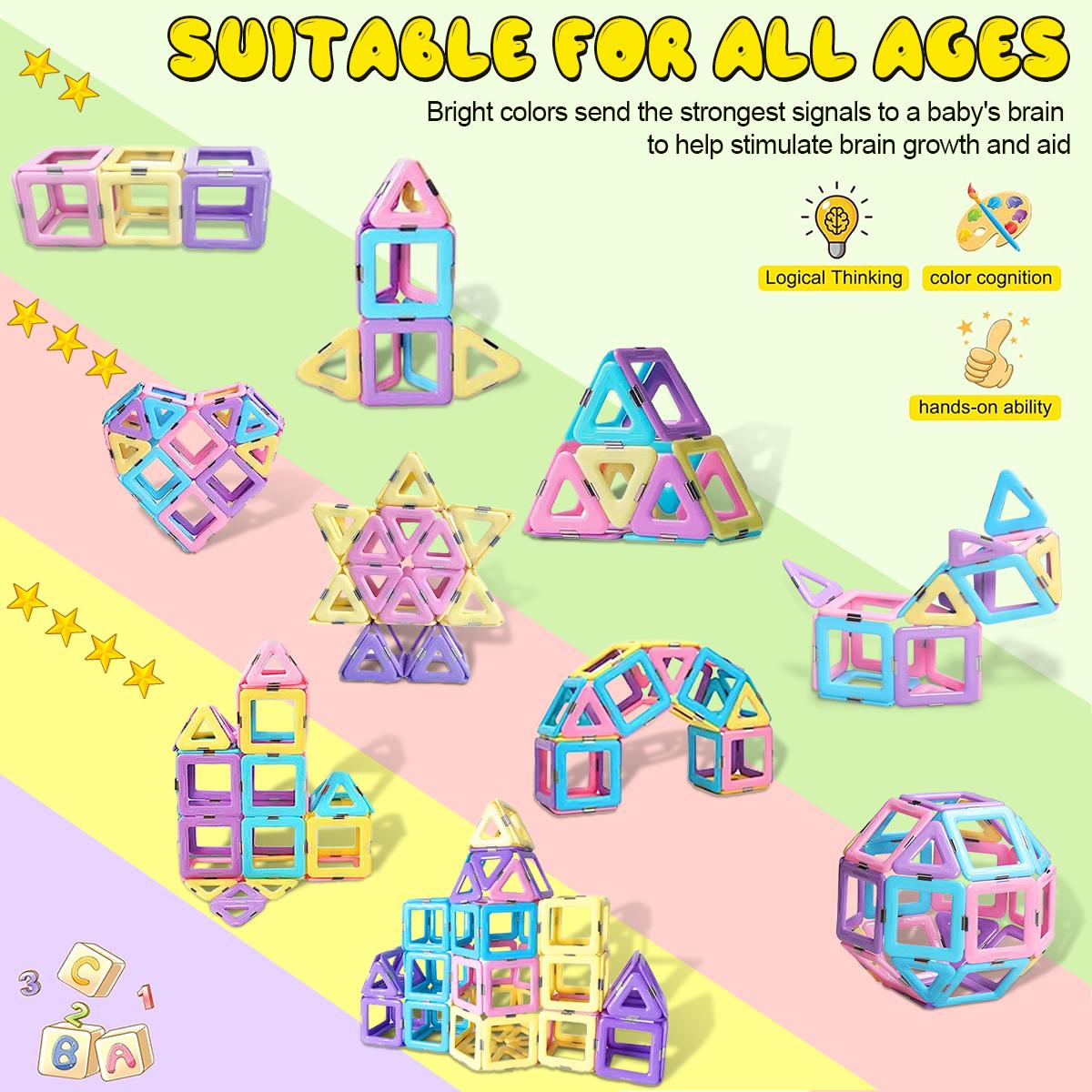 Magnetic Building Blocks for Toddlers Macaron Magnetic Blocks STEM Toys 3D Creativity and Educational Construction Toys Toys for Kids Age 3-6 Birthday Gifts Random Color Magnetic Building