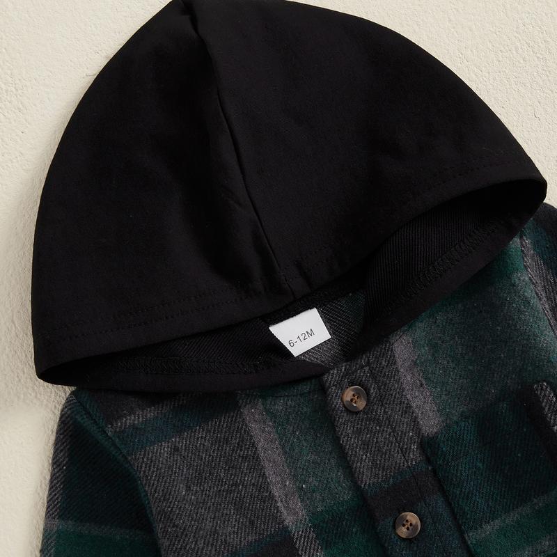 Toddler Baby Boys Outfits Long Sleeve Plaid Hooded Sweatshirt Pullover Tops Elastic Waist Long Pants Two Piece Casaul Sweatsuit