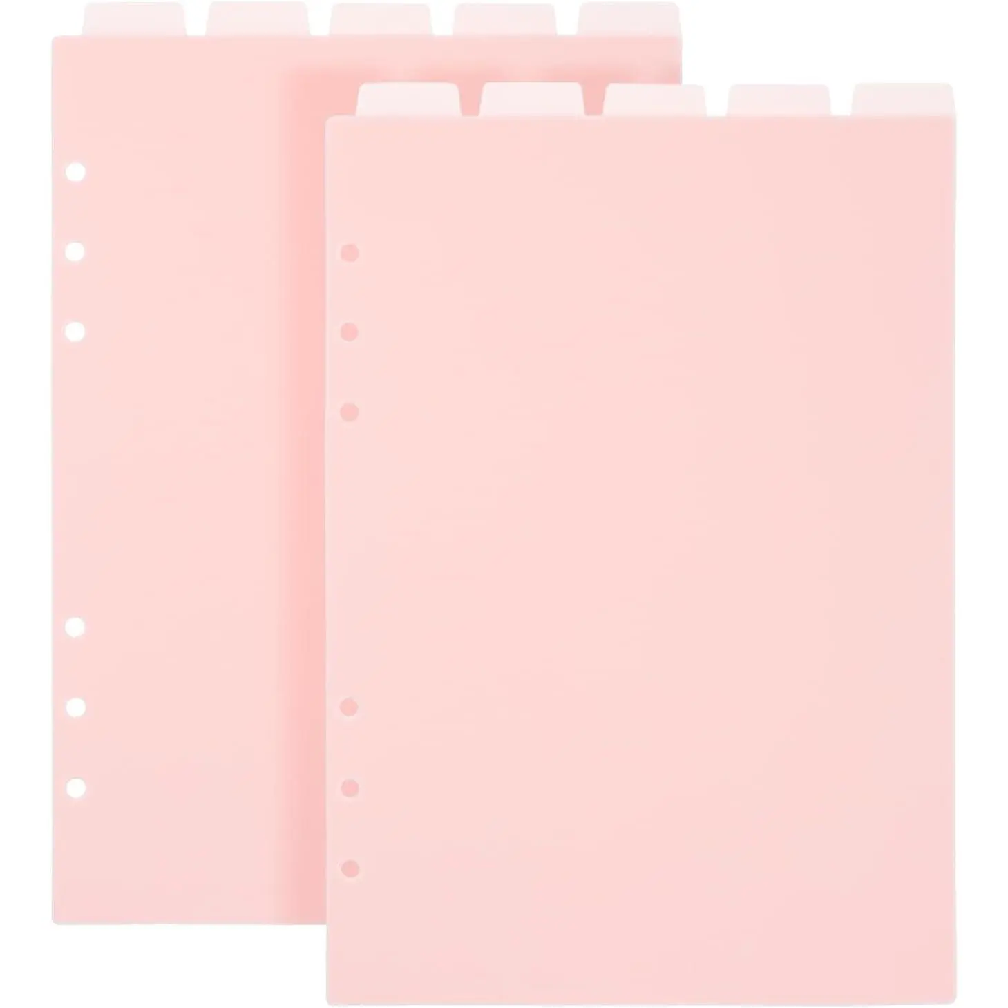 2 Set 6-Ring A5 Binder Dividers, Top 5 Tabs Plastic Binder Index Dividers for 6-Holes Ring Binders, Planner Insets  Vertical Tabs Divider Page Protectors for School Office  Notebook Planner