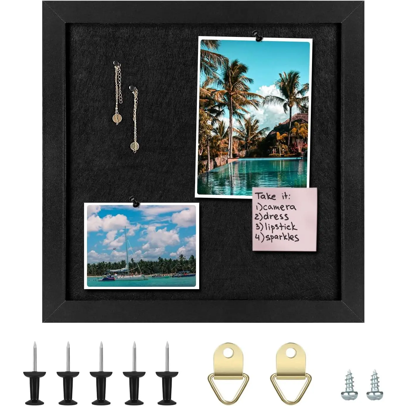 Cork Board Bulletin Board, Cork Boards for Walls with Felt, Small Corkboard with Black Frame, Decorative  Pin Board for  School Office, Vision Board, 11.8x11.8 inches, Black 1 count