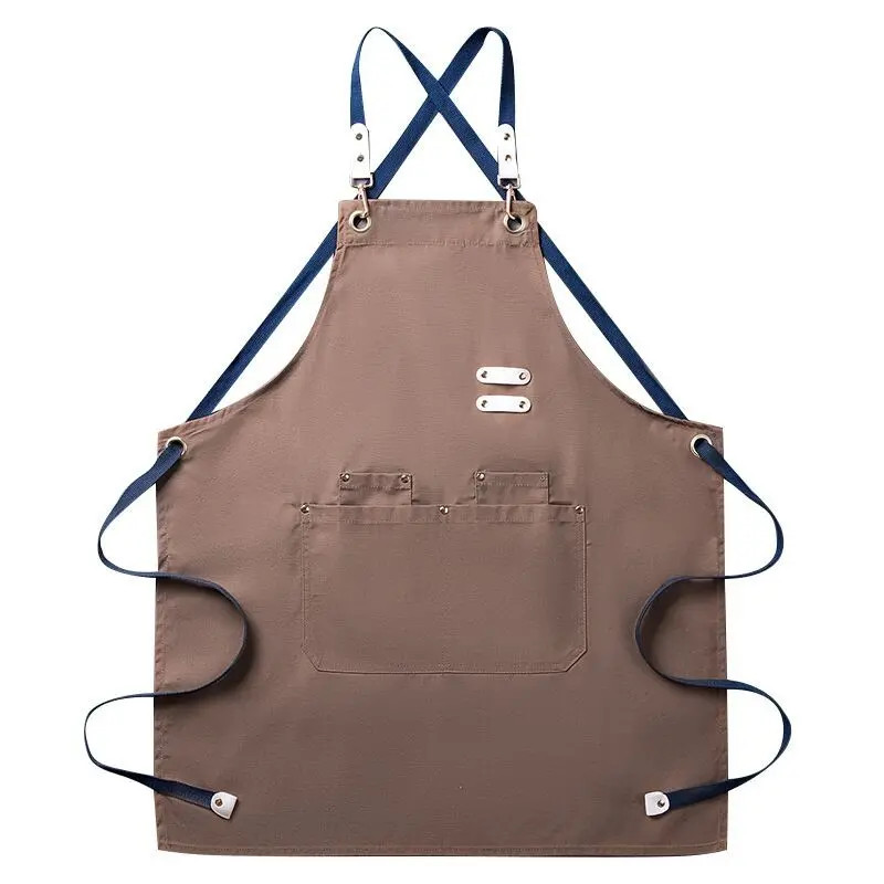 Adjustable Leather Canvas Waterproof Cooking Coffee Bib, High Quality Unisex Kitchen Apron for Men and Women, Promotional Use