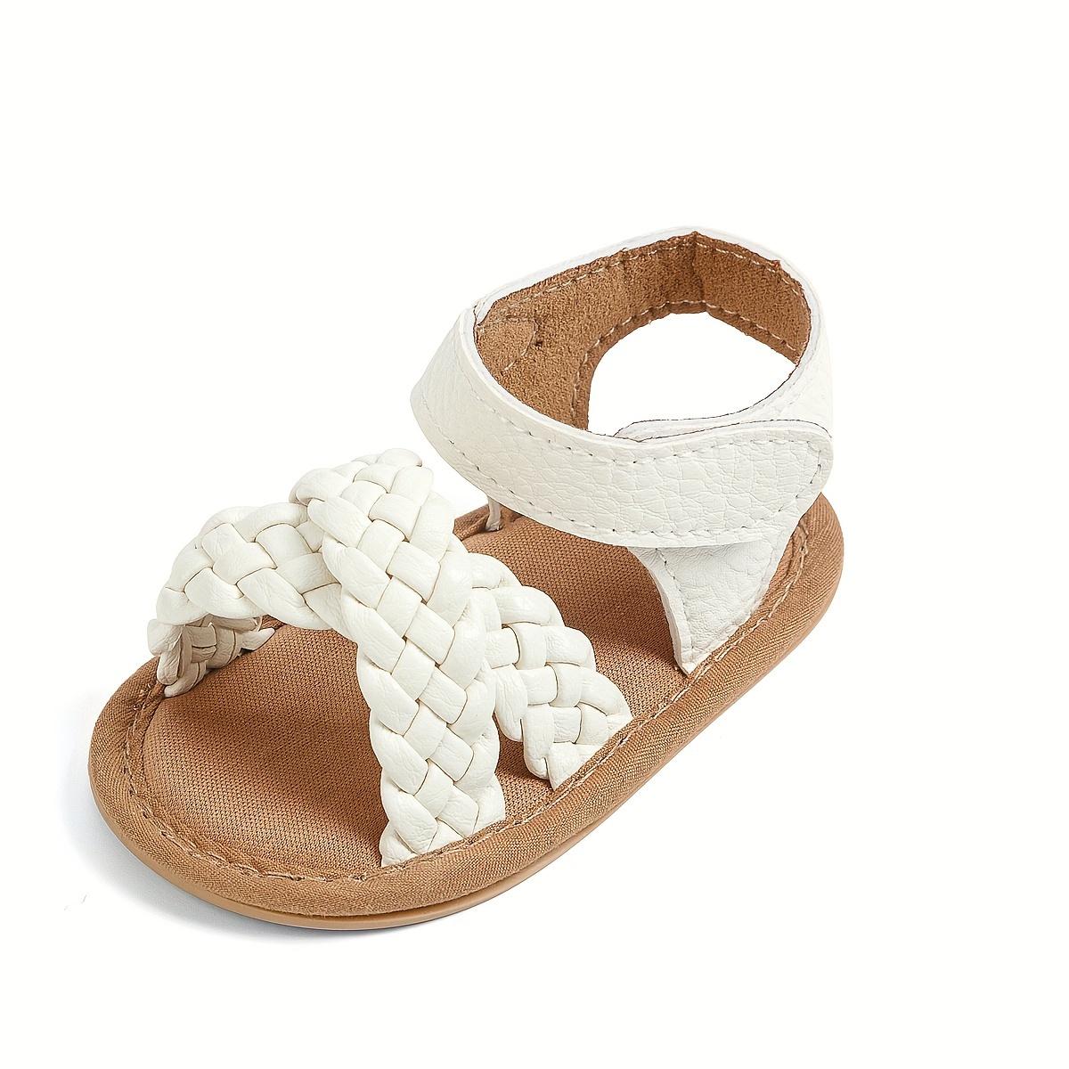 Casual Solid Color Open Toe Sandals Baby Girls, Breathable Lightweight Walking Shoes