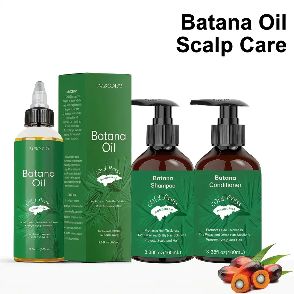Batana Oil Hair Care Set - Hair Growth Bundle - Unrefined Batana Oil From Honduras To Achieve Thicker, Restore Hair, Moisturizing Scalp Care, for Women Men, Nourishes The Hair Shaft, Fights Frizz, Haircare Solution, Mini Travel Set, Hair Growth Products