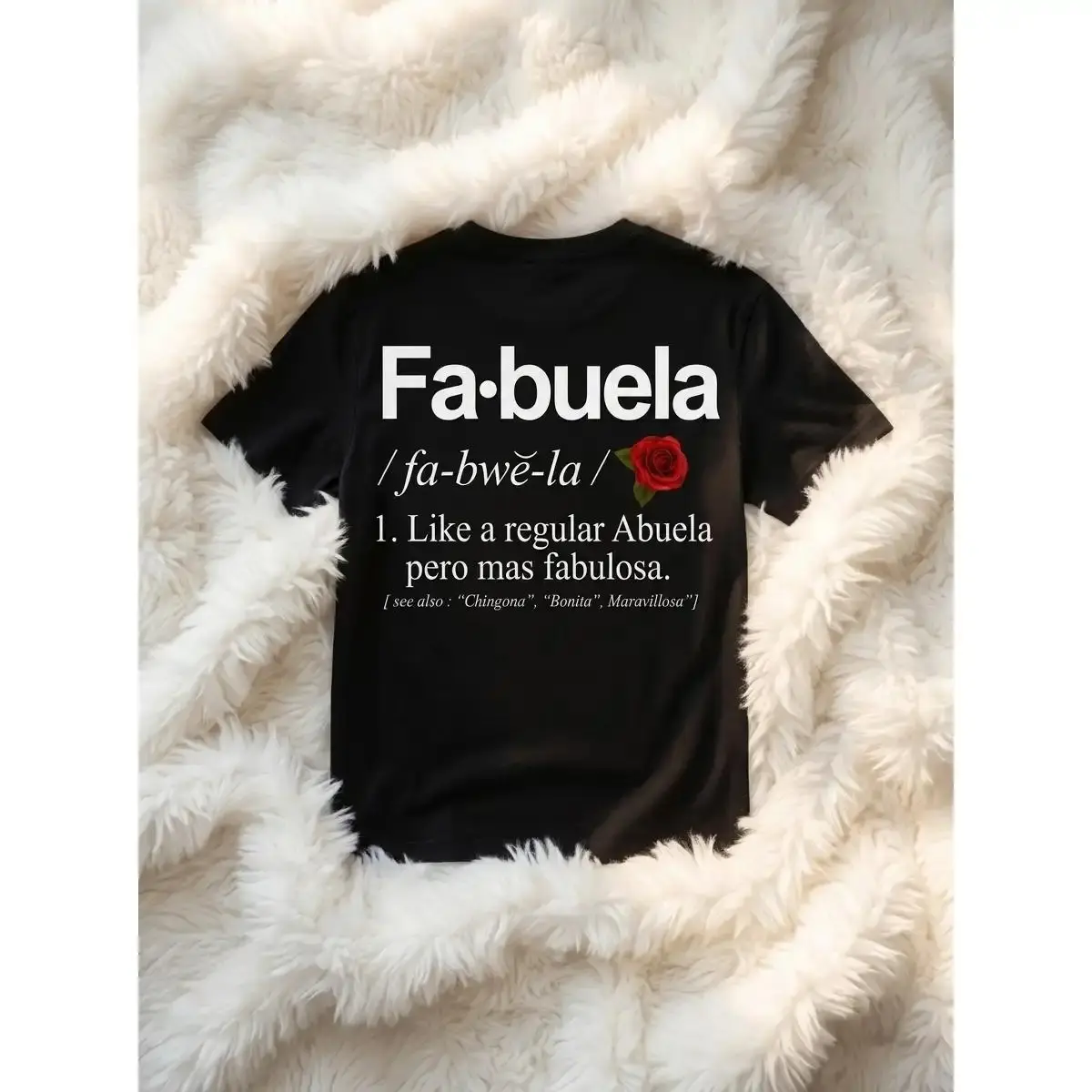 Unisex Fitted Round Neck Cotton Short-Sleeve Cool T-Shirt - "Fabuela Definition" All-Over Print Streetwear Sports Top, Normal Fit, Machine-Washable Casual Sportswear, Athleisure Wear, Sporty Chic, Full Print