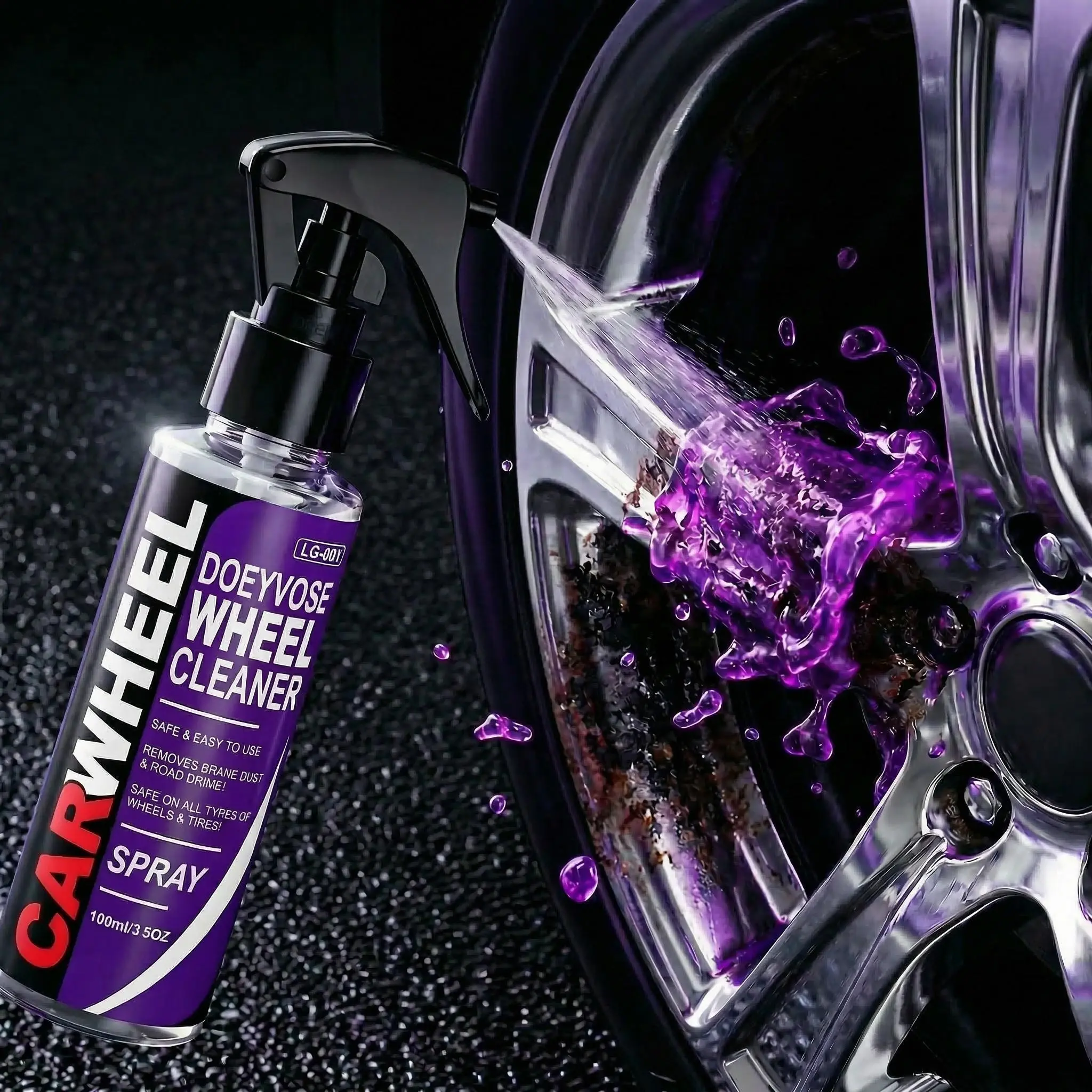 Tire and Rim Cleaner, Brake Dust Remover, 100ML, Effective Tire Cleaning Solution, Removes Dirt and Debris, Essential Car Maintenance Tool