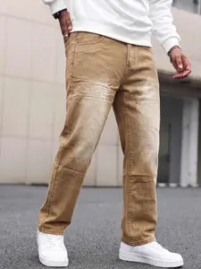 Men's Jeans Long Pants, Straight Leg Loose Fit, Multi-Process Design, Fashionable Choice for Daily Wear, All Seasons