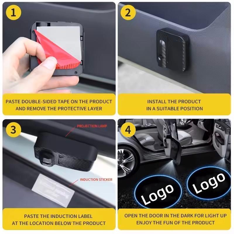 2Pcs LED Car Door Welcome Light Suit fot Honda HD Projector Lamp Accessories for Civic Fit Accord City Vezel CR-V Odyssey HR-V with Sensor Technology