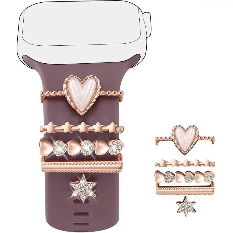 Rhinestone Watch Band Charm Ring - Wearable Heart, Star, Tassel Slider Decor for Silicone Straps, Smartwatch Bands, Accessories, Birthday, Friends, Anniversaries, Casual, Affordable Way To Refresh Your Smartwatch, Adjustable, Business, Smartwatch Accessor