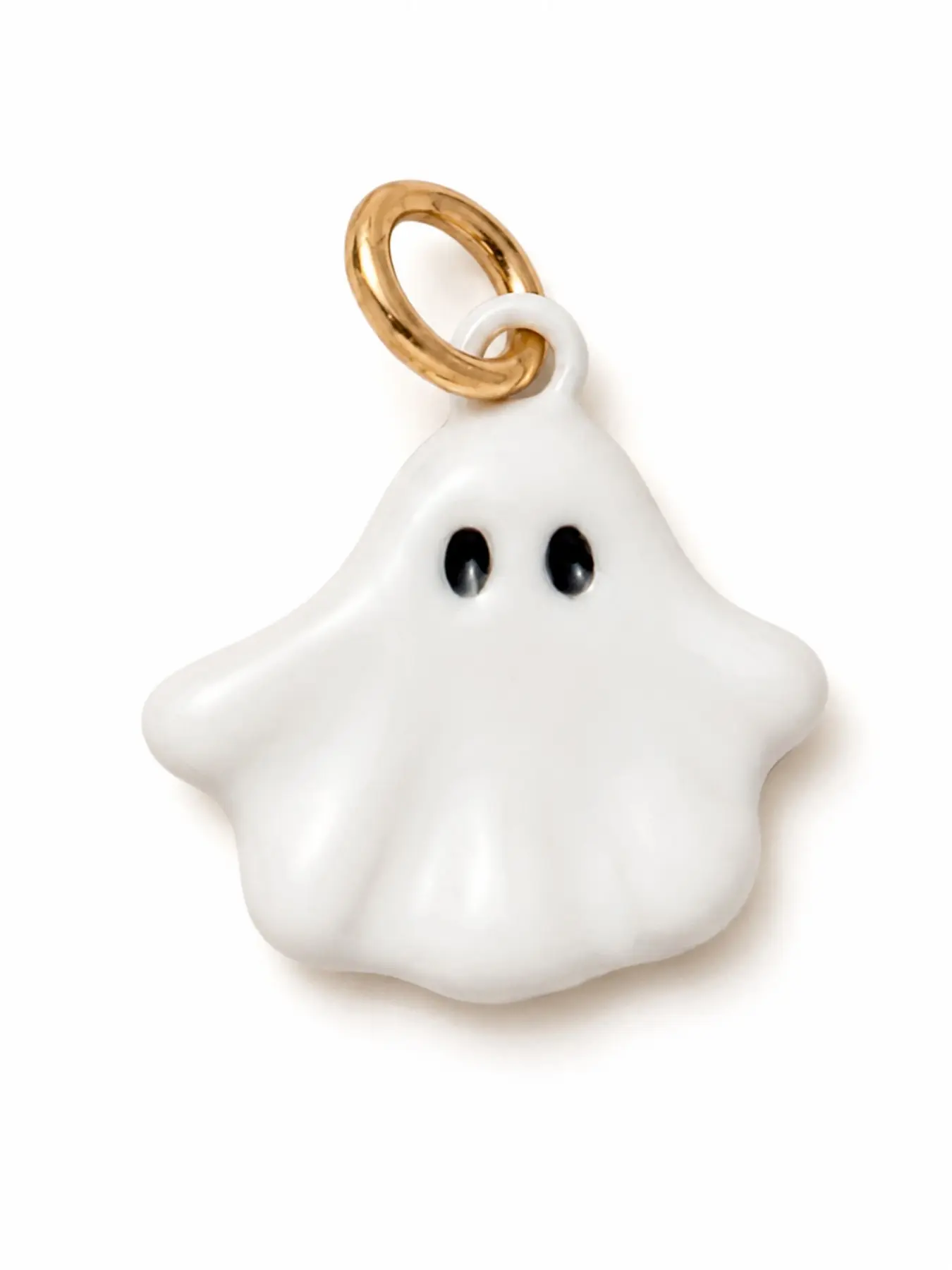 Cute White Ghost Pendant Charm for Necklace DIY Jewelry, Gold Tone Mini Pendant, Pendant Only