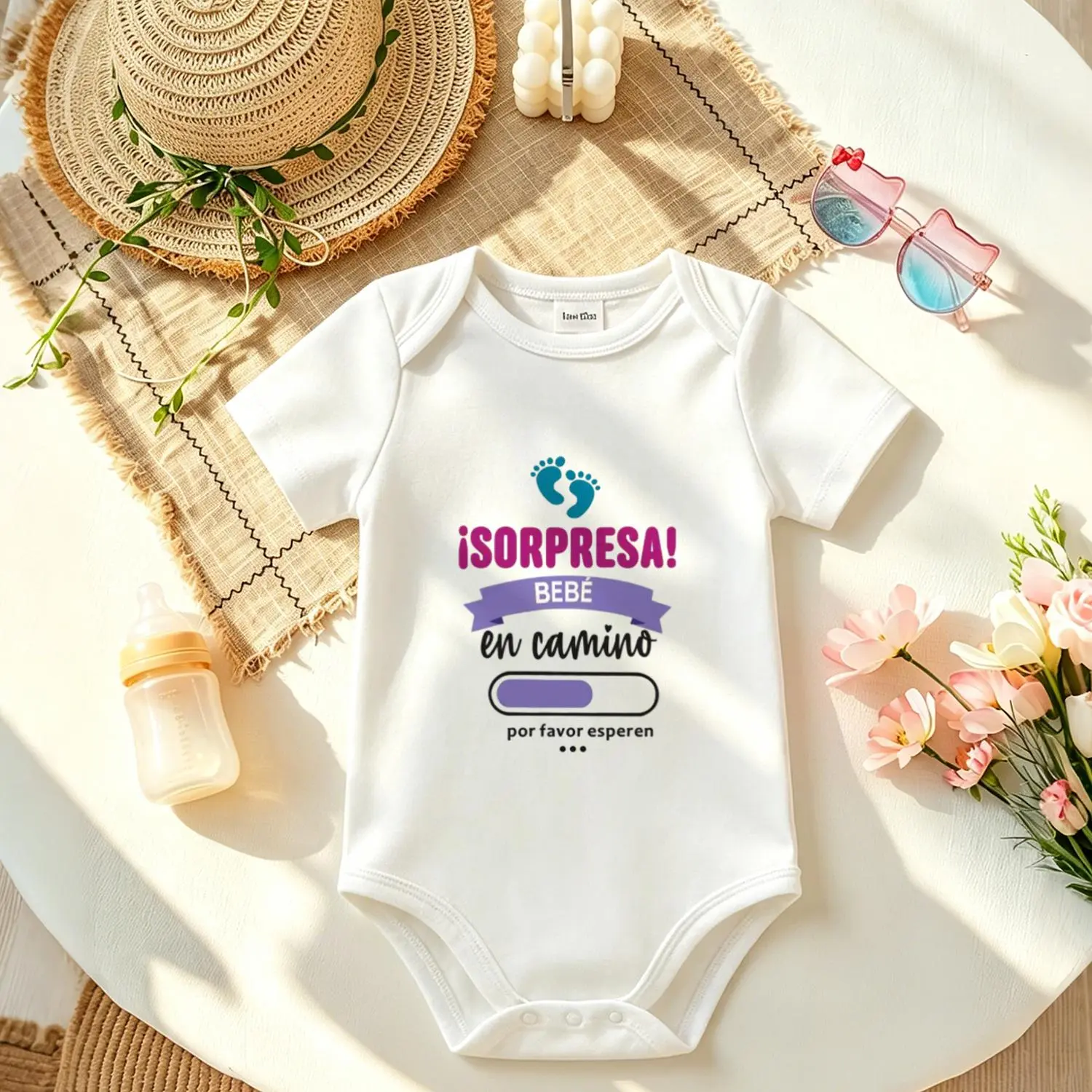 Unisex 100% Cotton Graphic Print 1-Piece Suit, Short Sleeve Safe Materials Infant Bodysuit with Snaps Easy Closure, Lightweight Cozy Loungewear for Newborns, Boys & Girls, Ideal Baby Shower Gift