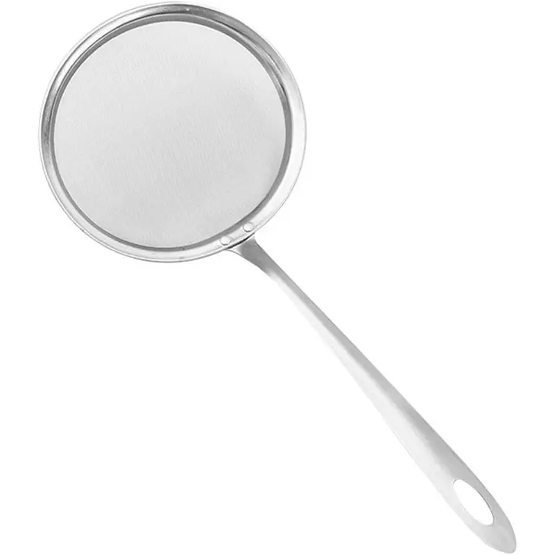 Fine Mesh Fat Skimmer Spoon,Long Handle Stainless Steel Skimmer Scoop Hot Pot Impurities Filter Spoon Food Strainer for Skimming From Soy Milk Liquids Foam