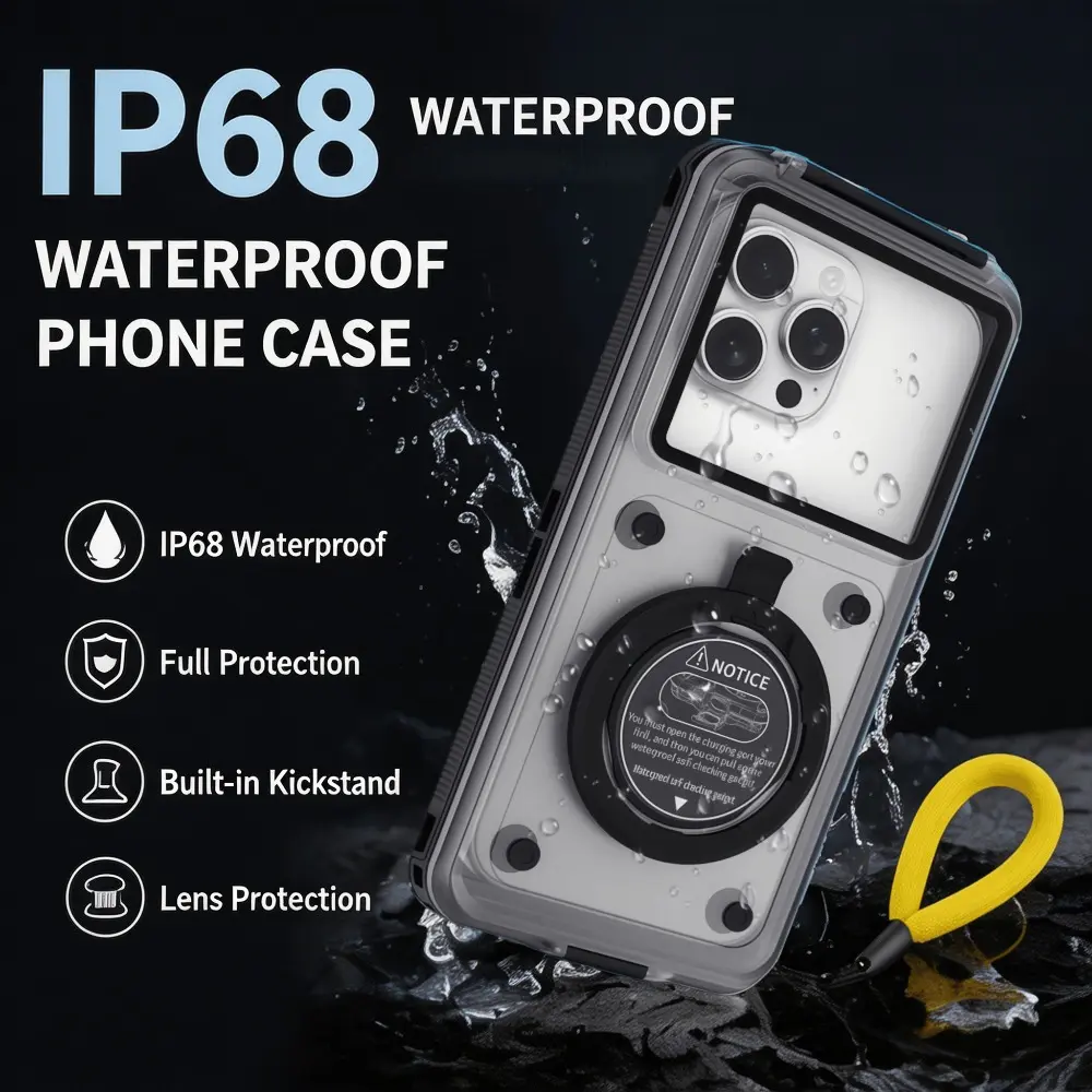 1 piece, high-quality Protective, waterproof to 15 meters, IP68 universal 6.9-inch phone case, suitable for Apple, Samsung, Xiaomi, Huawei, Redmi, OPPO, Vivo mobile phone cases with lanyard and floating ring