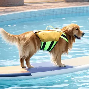 Inflatable Adjustable Reflective Dog Life Jacket with Airbags for Swimming Boating, Complete Protection for Puppy Pet, Orange, Size A