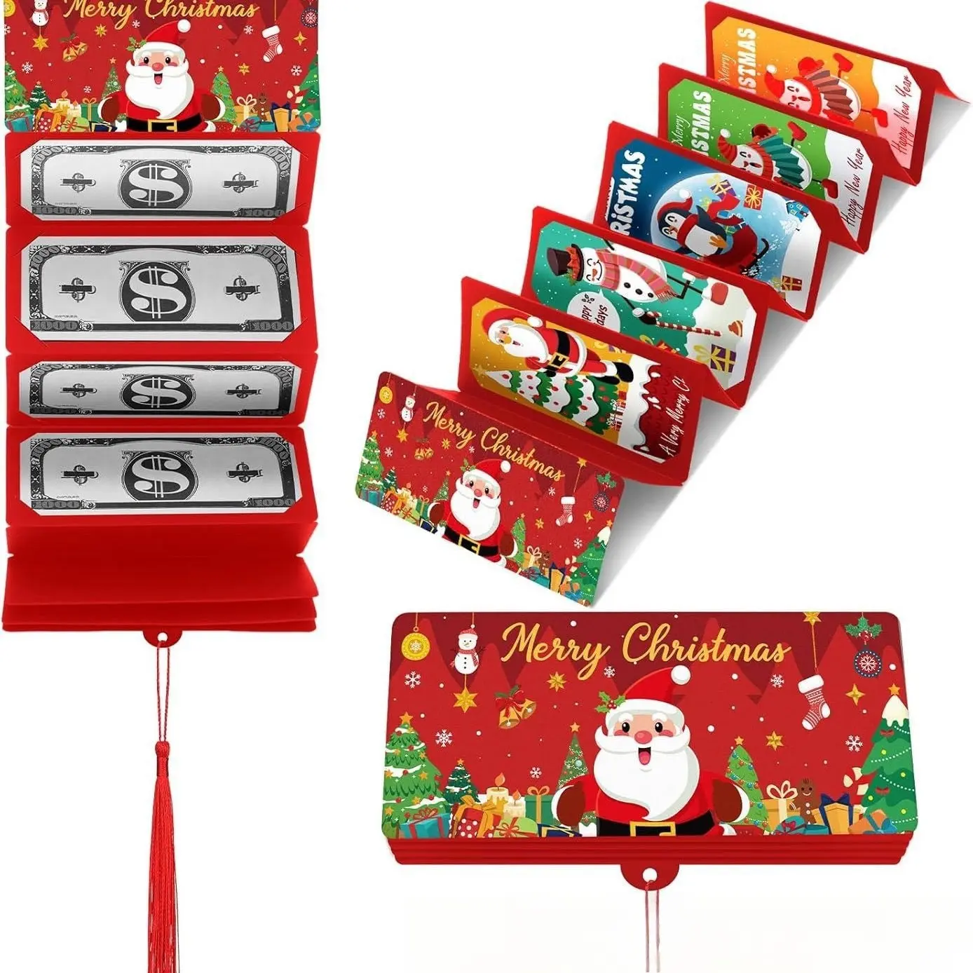 Christmas Santa Claus Money Envelope Set, Festive Supplies, Creative Foldable Packet Box, Holiday Gift for Kids Friends Family, Surprise Party Present