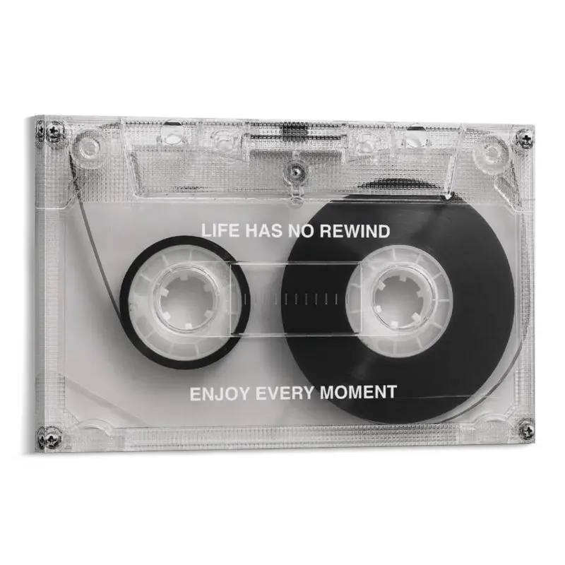 Cassette Tape Art Canvas Wall Decoration, Motivational Quote Giclee Print, Retro Vintage Audio Poster, Home Decor for Music Room, Gift Ideas for Music Lovers