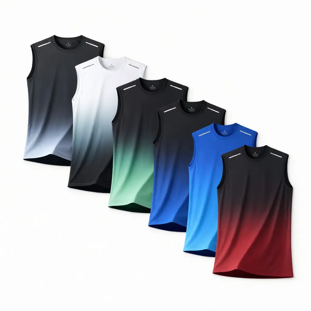 Men's Summer Gradient Ice Silk Quick-Dry Tank Tops, Loose-Fit Sleeveless Crew Neck Shirts Breathable Cool-Touch for Gym Daily Casual Outdoor Activities gym clothes men compression shirts for men workout tops