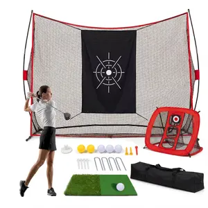 Complete Golf Practice Net – 10x7ft with Chipping Targets, Mat, Tees, Balls & Carry Bag – Heavy Duty Indoor/Outdoor Training Net for Backyard, Garage, Home