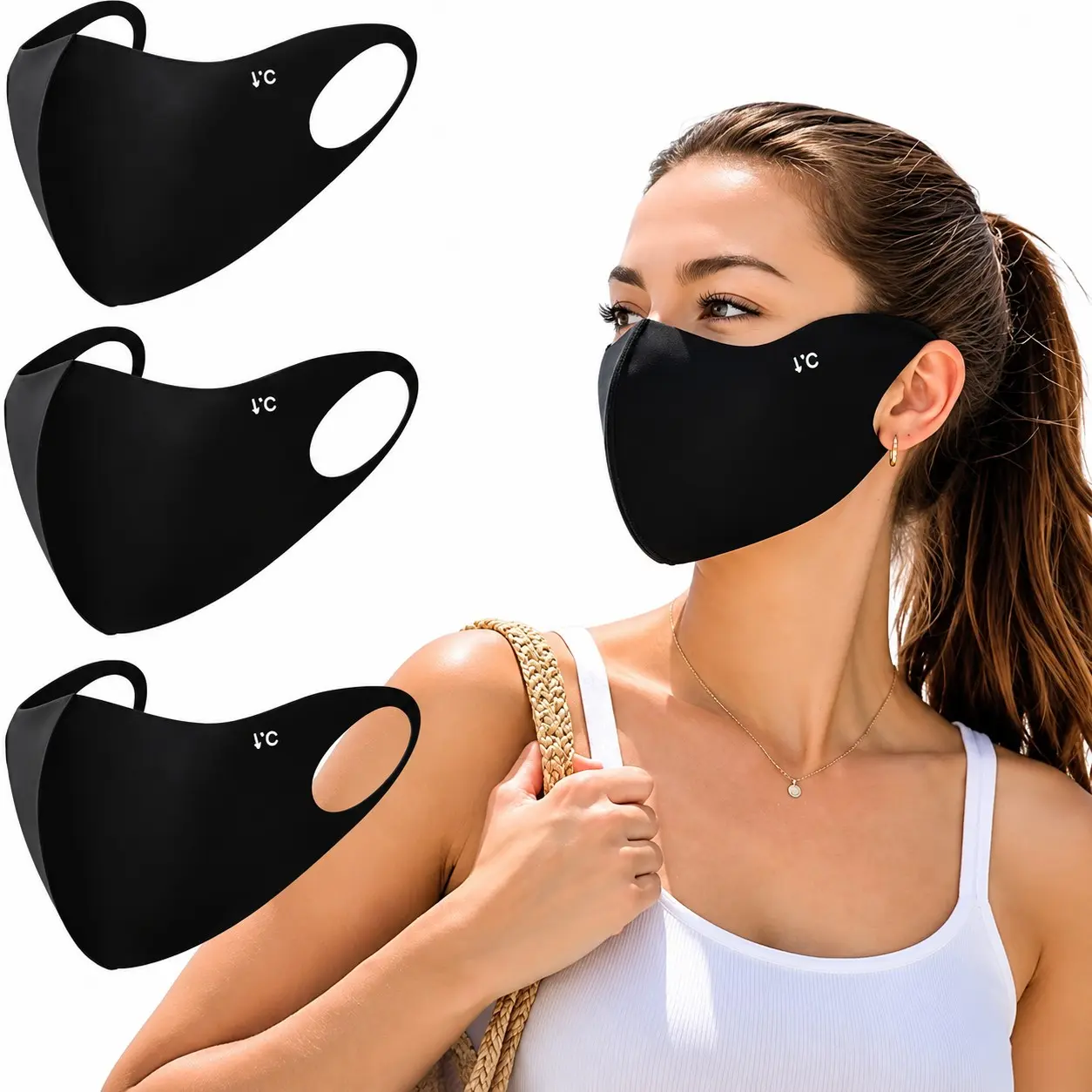 4 Pack Ice Silk Cooling Face Masks, Breathable Reusable Sun Protection, Lightweight UV Shield for Outdoor Activities, Fpo1 Model