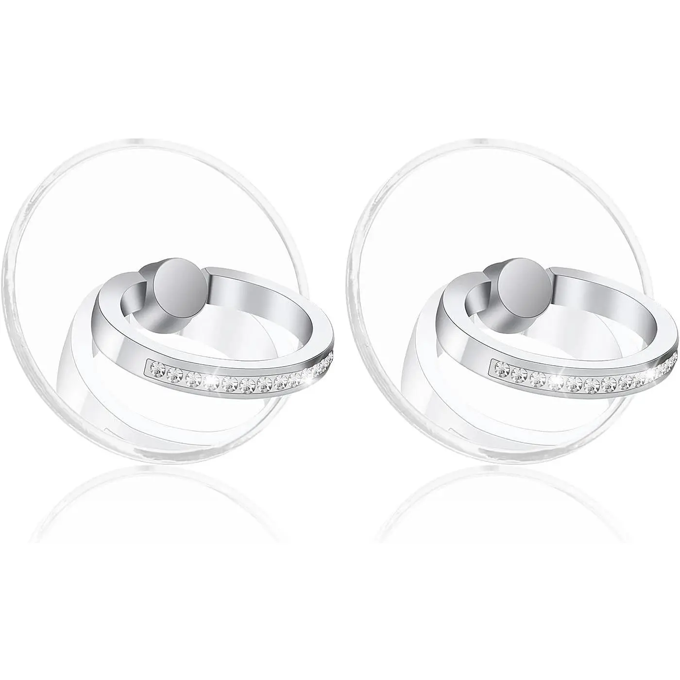 2 count  Phone Ring Stand Holder,Round Transparent Phone Ring Kickstand,360  Rotation Finger Grip Compatible with  Smartphones,Tablet and Case