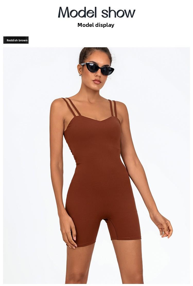 Women's low-cut sexy yoga jumpsuit, breathable and quick-drying, with a beautiful back and cross-strap design to lift the buttocks, suitable for running, yoga, and fitness