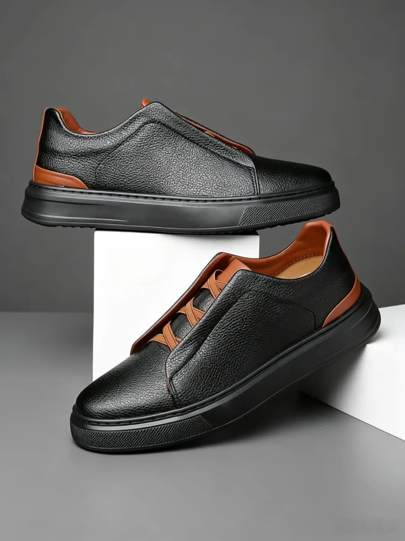 Men Business Casual Low Top Sneakers Delicate Upper Breathable Lining For Office Daily Outfit