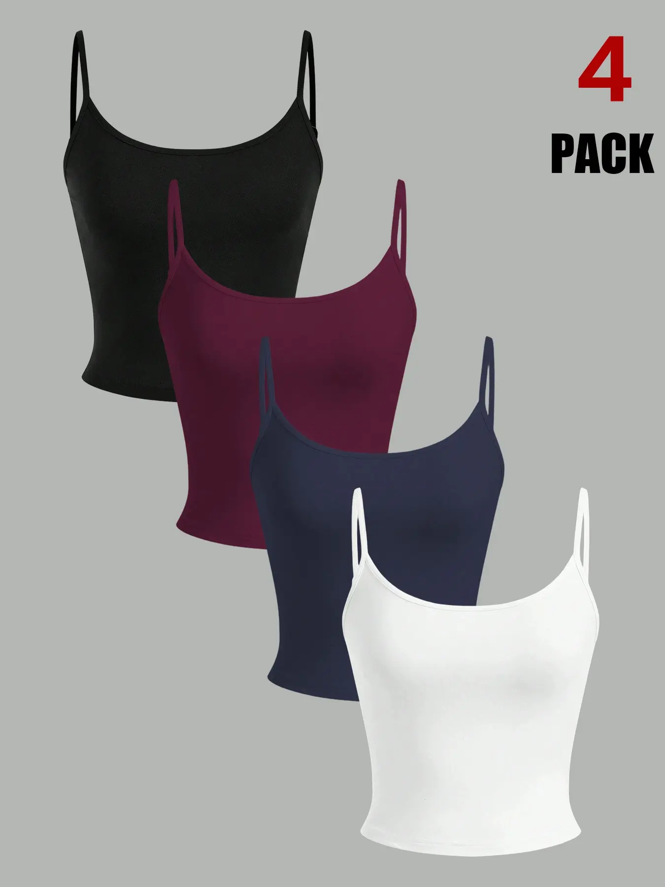 2026 Spring Summer Women's Adjustable Spaghetti Strap U Neck Crop Cami Top, Solid Plain Slim Fit Sleeveless Tank, Soft Stretchy Basic Camisole for Layering Underwear Everyday Daily Casual Streetwear Outfits