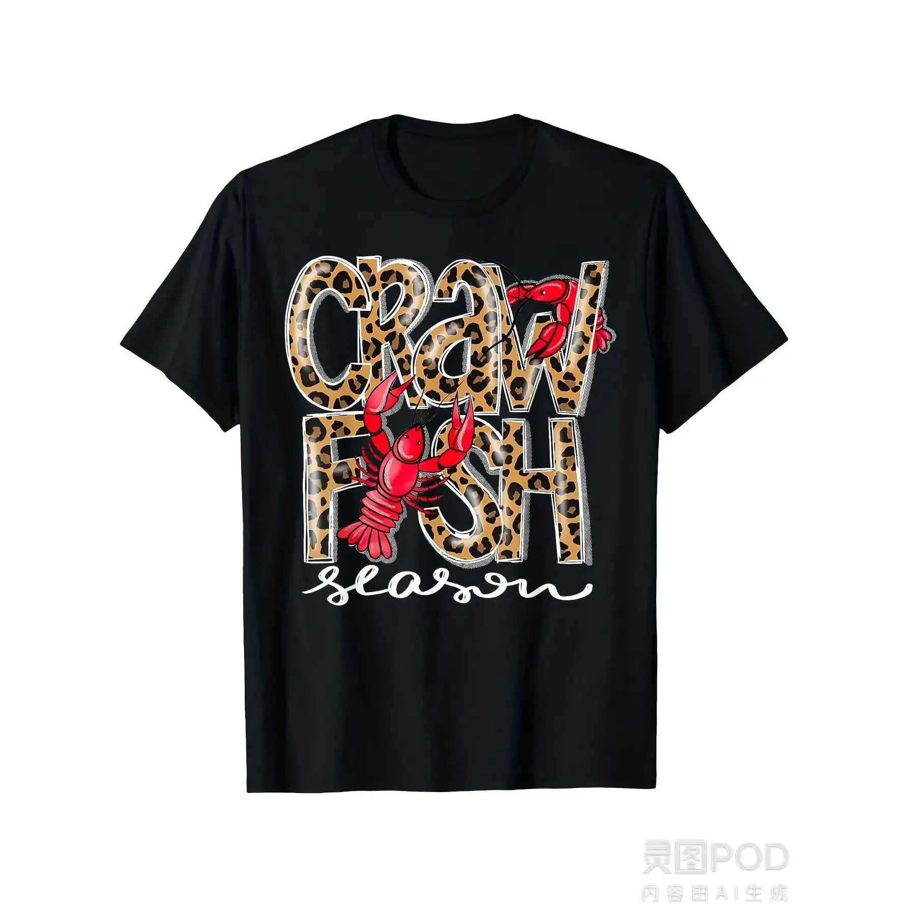 Crawfish Season Leopard Funny Crawfish Boil Lobster Cajun T-Shirt T-shirt for St Patrick's Day Easter Gifts for Father's Day Mother's Day Birthday Gifts Christmas Gift for Men Women Family FrienSame style for men and women  summer short-sleeved