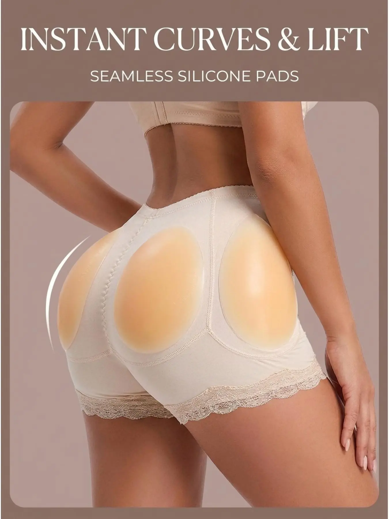 2 Silicone female adhesive full-hip and full-thigh pads, body padding, lift padding, shaping pads, washable, reusable, increase hip and buttock size, create perfect figure
