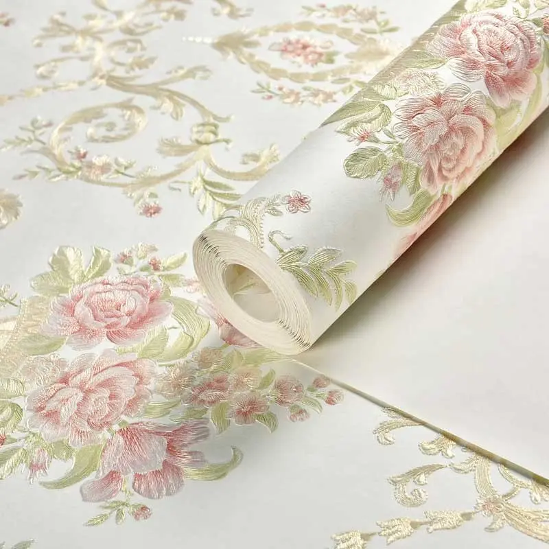 Self-Adhesive European Floral Wallpaper, 53cmx500cm Removable, Mould-Proof, Home Decor for Bedroom Living Room TV Background