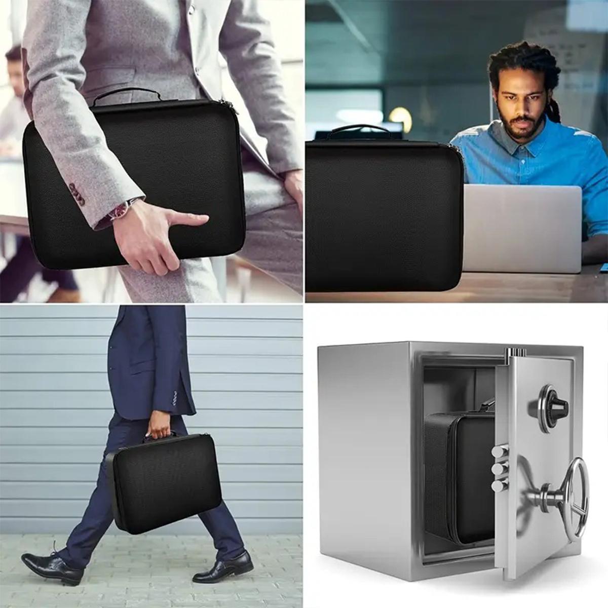 Small Fireproof Storage Organizer Case with Lock(11"x 10"x 4"), 3-Layer Soft Money Safe Coin Organizer Wallet Bag for Cash,Card,Passport,Check,Bill,Travel Home Organizer Carrying Case,Bag with Lock,Fireproof 3-Layer File Storage Case with Water-Resistant