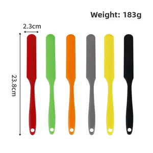 6-piece set of silicone spatulas with long, double-sided handles, silicone spatulas for butter mixing, straight spatulas, baking supplies