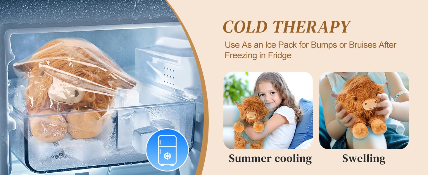 Highland Cow Stuffed Animals, Microwavable Stuffed Animals Heating Pad for Cramps, Pain Stress Relief, Heatable & Coolable Lavender Scented Cow Plush Toy for Anxiety, Women Kid Bedtime Highland Cattle