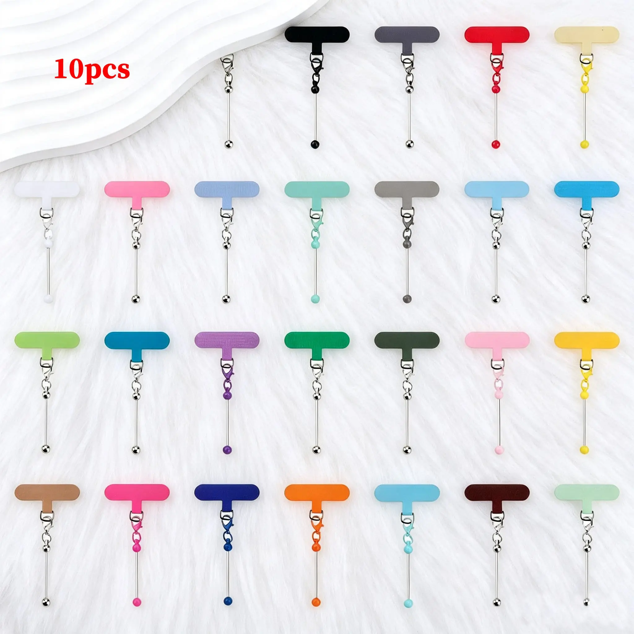 10pcs DIY Bead Cell Phone Lanyard Clips, Colorful Mobile Phone Back Hook Accessories, Phone Charms, Customizable Keychain Attachments, Detachable Transparent Outdoor Gear, Cell Phone Strap, Perfect Holiday Gift
