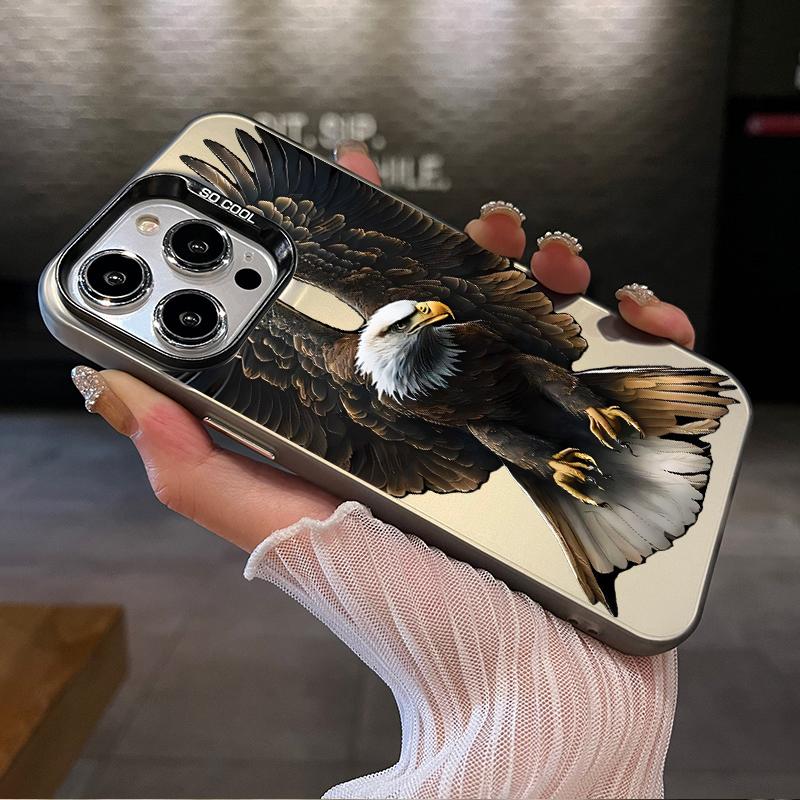 Case for iPhone 16 Pro Max 15 Plus 14 13 12 11 XS XR Bald eagle Shockproof Silicone PC Back Protective Smartphone Cover Black
