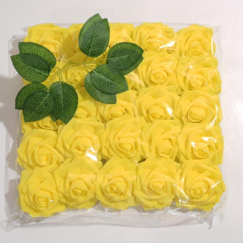 25pcs/Lot High-Grade White PE Rose Artificial Flower Head With Stem DIY Bouquet Wedding Party Decoration Scrapbook Supplies