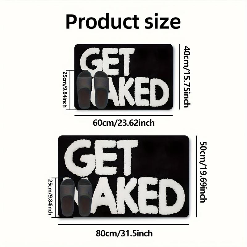 1pc Fun Bath Mat with Bold "GET NAKED" Print, Soft Flannel Durable Absorbent, Black and White Design - Suitable for Bathroom, Doorway, Indoor/Outdoor Use - Perfect for Bathroom, Living Room, Bedroom, Kitchen, Patio, and Laundry Room, Adult Humor Home 1pc Fun Bath Mat with Bold "GET NAKED" Print, Soft Flannel Durable Absorbent, Black and White Design - Suitable for Bathroom, Doorway, Indoor/Outdoor Use - Perfect for Bathroom, Living Room, Bedroom, Kitchen, Patio, and Laundry Room, Adult Humor Home