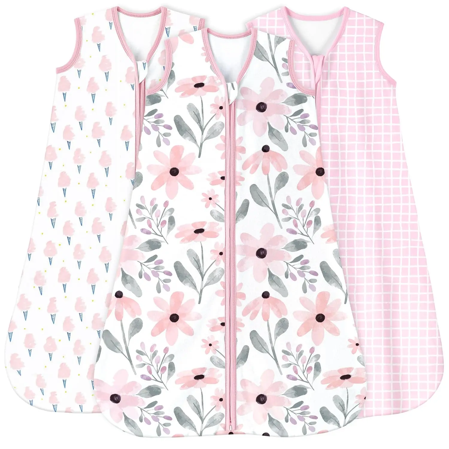 Baby Sleep Sack 6-12 Months 0.5 Tog Wearable Blanket for Baby, 3 Pack 100% Organic Cotton Infant Toddler Sleeping Sack with 2-Way Zipper Lightweight Sleep Sack