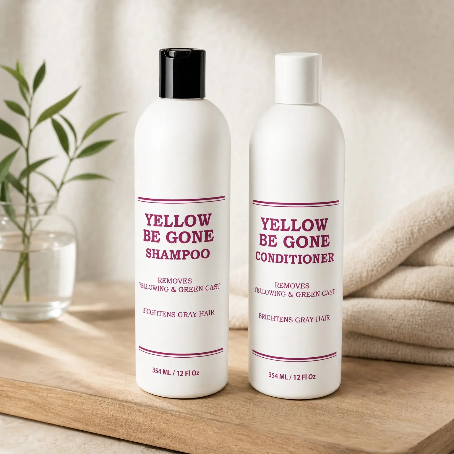 Clarifying Toning Shampoo & Conditioner Duo 12oz Each for Blonde Gray Bleached Highlighted Hair - Neutralizes Brass, Restores Shine, Hydrates & Maintains Cool Tones 12oz/354ml