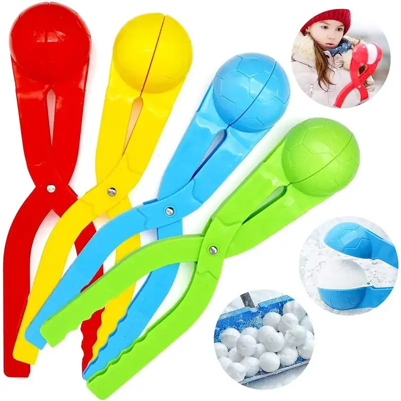 Heart-Shaped Non-Toxic Plastic Snowball Maker Clip - Fast Making, Good Flexibility, Stress Relief Funny Outdoor Snow Fight Toy Tongs for Kids