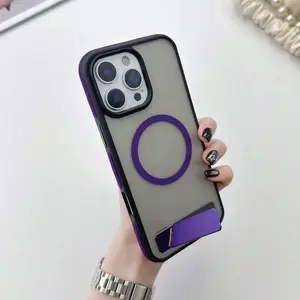 Magnetic Phone Case with Built-in Anti Slip Frame and Bracket, Compatible with IPhone 17 Pro Max 17 16 15 14 13 12 and 17Air