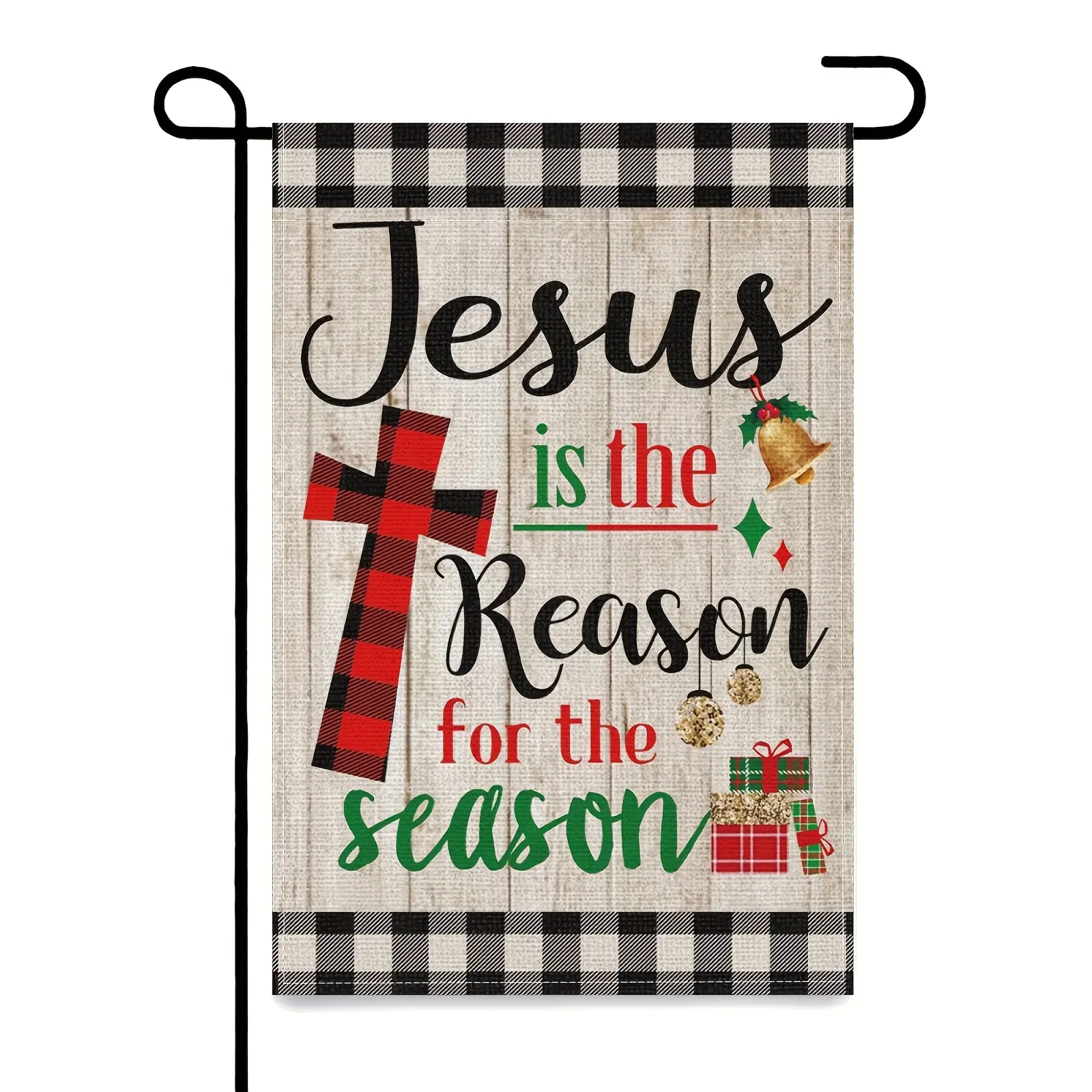 One Christmas Garden Flag Featuring The Message ' Is The Reason for The Season', Perfect for Outdoor Decoration During The Winter Holidays. This Double-Sided Flag Measures 12X18 Inches And Does Not Include a Flagpole