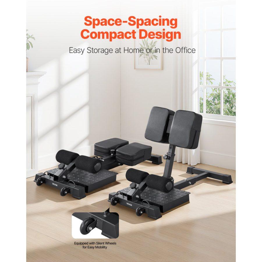 VEVOR Sissy Squat Machine, Multi-Function Deep Sissy Squat Bench for Leg Muscle Training, Easy Setup Foldable Core Waistline Glute Workout Equipment, Leg Exercise Machine for Home Gym, Black