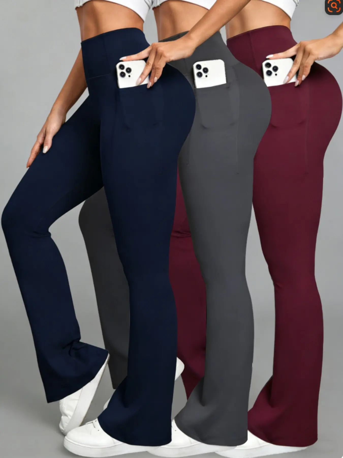 3-Pack Women's Yoga Pants, High-Waisted Slimming Micro Flare, Bare-Look Sporty Fitness, Dance Training, Casual Workout, Tight Breathable, Yoga Leggings, Fitness Activewear