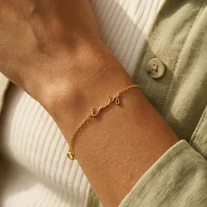 Personalized Name Bracelet, Custom Gold Name Bracelet, Script Font Jewelry, Personalized Gift for Her, Bridesmaid Proposal, Birthday Gift