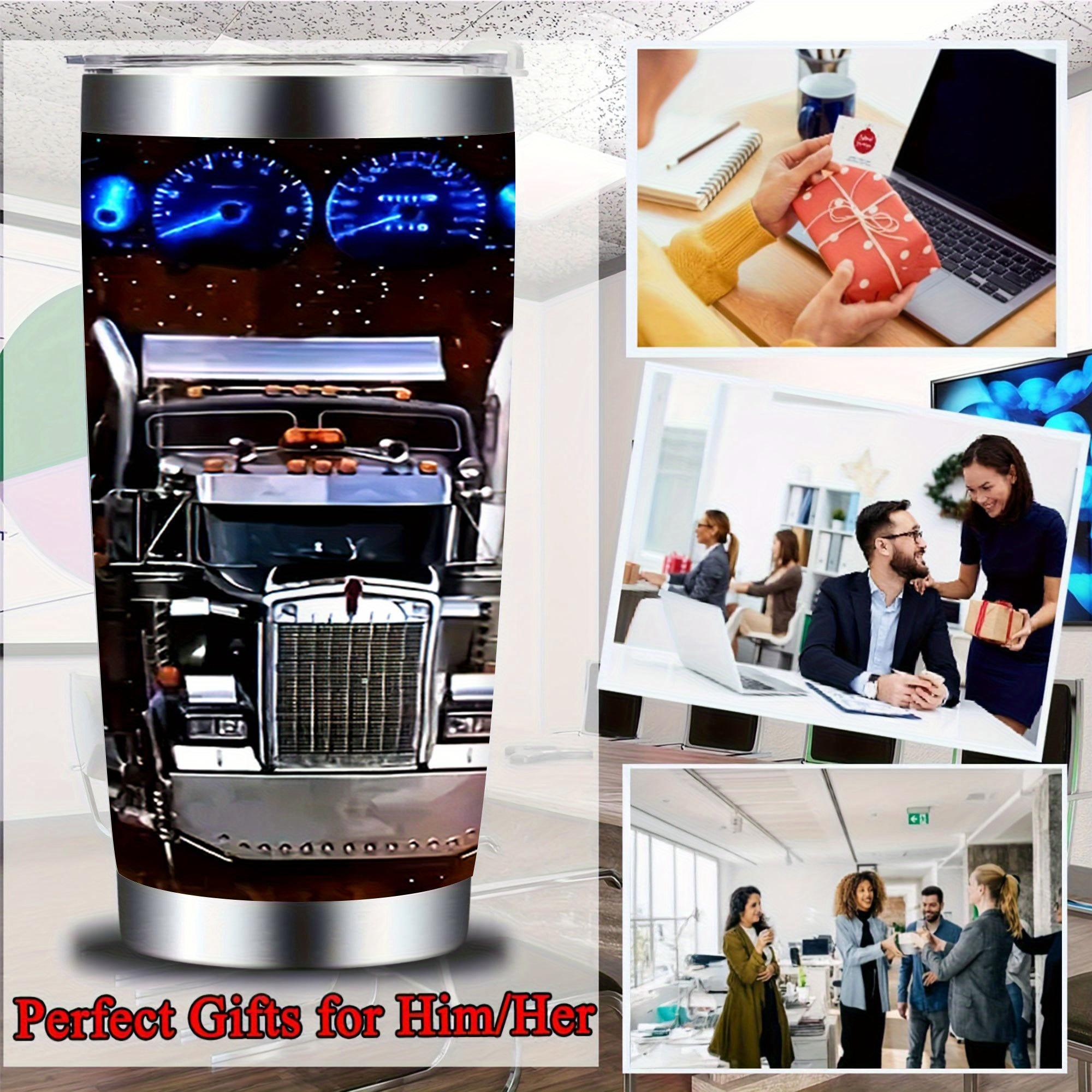 1 20 oz 70 foot and 40 ton semi truck mug, double wall vacuum insulated travel mug, leak proof cover, perfect gift for mom and dad, perfect for Christmas, Thanksgiving, Valentine's Day, Mother's Day, Father's Day, Birthday presents, coffee mugs