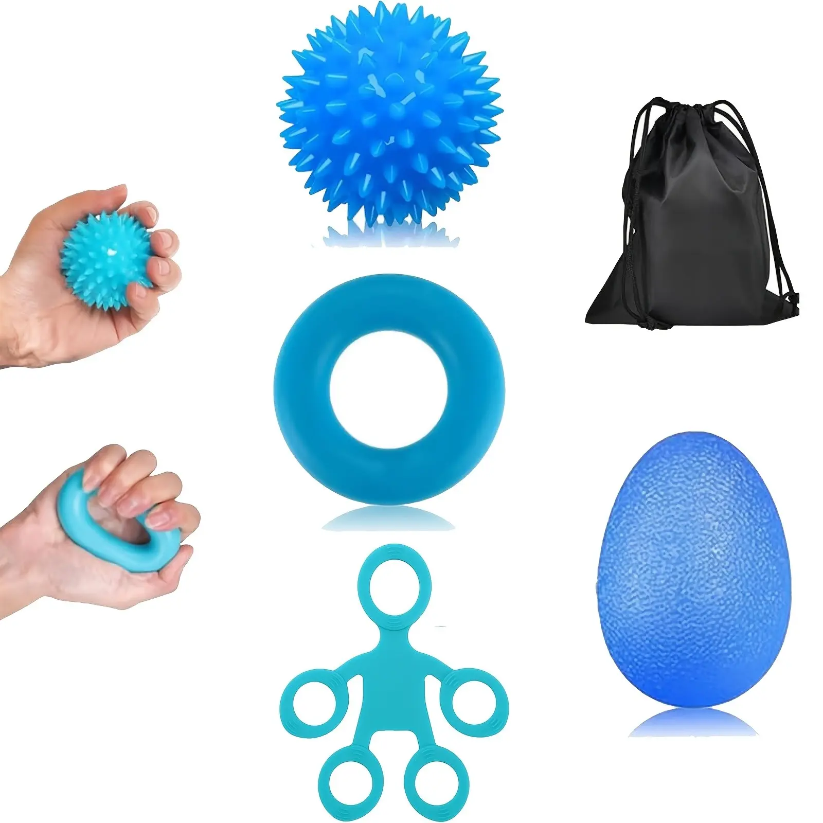 5/7 Pack Hand Training Set, Finger Exercise Balls, Soft Squeeze Ball, Five-Finger Pull Ring, Arthritis Relief, Strength Boost, Stress Relief, Hand Strengthening Devices